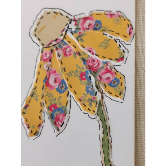 Handmade Flower Collage Notecard - Eco Friendly Flat Card (A6)