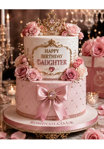 HAPPY BITHDAY DAUGHTER personalised virtual luxury birthday cake,