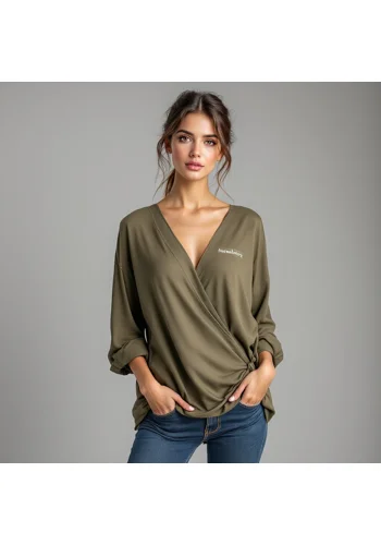 Khaki Wrap Tunic Top