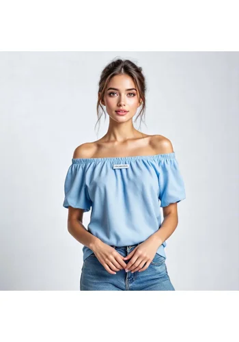 Light Blue Bardot Top