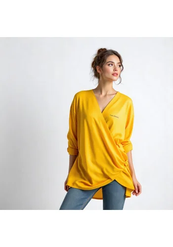 Yellow Wrap Tunic Top