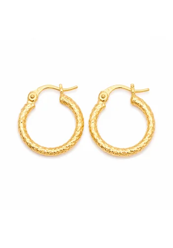 15MM Hypoallergenic Round Huggie Hoop Gold Earrings 14K Gold Plated