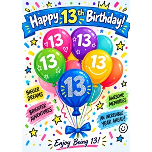 13th boy birthday card