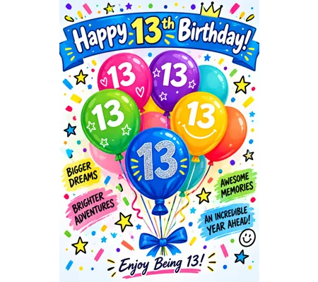 13th boy birthday card