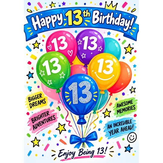 13th boy birthday card
