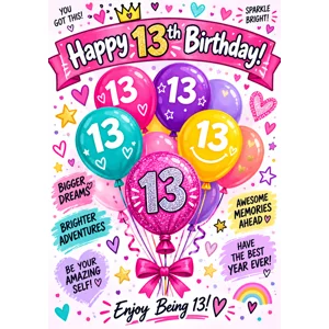 Girls 13th birthday card