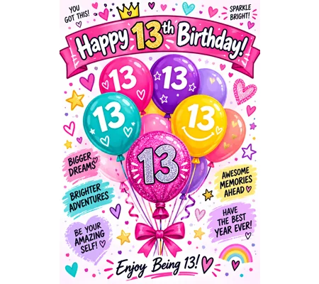 Girls 13th birthday card