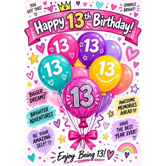 Girls 13th birthday card
