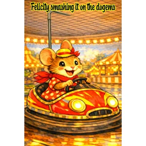 Felicity mouse on the dodgems