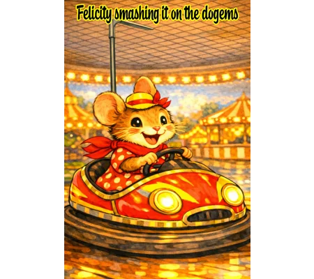 Felicity mouse on the dodgems