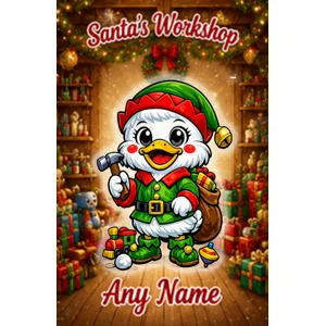 Personalised Elf Duck Christmas Card – Any Name