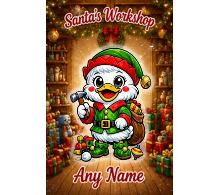Personalised Elf Duck Christmas Card – Any Name