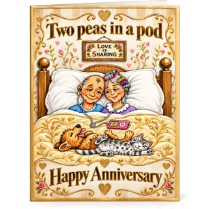Two peas in a pod. Anniversary card.