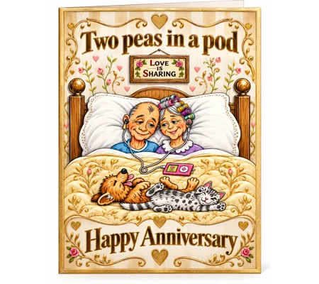 Two peas in a pod. Anniversary card.