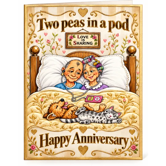 Two peas in a pod. Anniversary card.