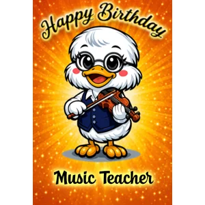 Music teacher personalised birthday card.