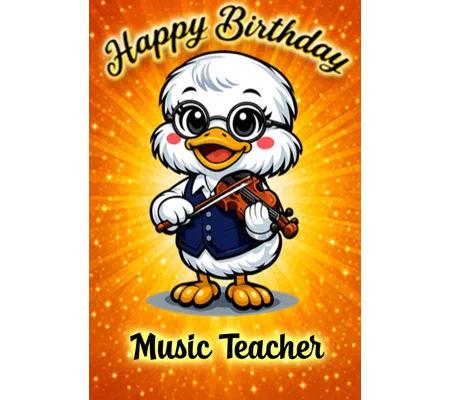 Music teacher personalised birthday card.