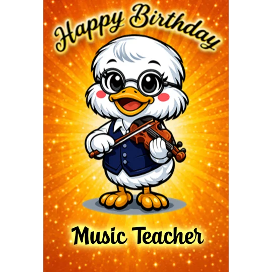Music teacher personalised birthday card.