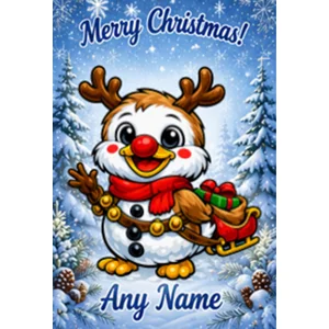 Personalised Reindeer Duck Christmas Card – Any Name