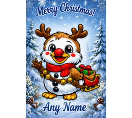 Personalised Reindeer Duck Christmas Card – Any Name