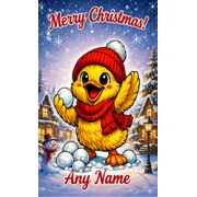 Personalised Snowball Fight Duck Christmas Card