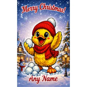 Personalised Snowball Fight Duck Christmas Card