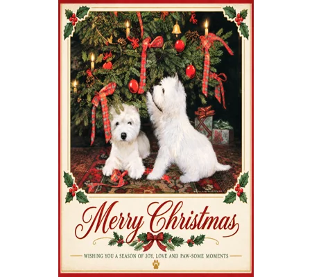 Cute westies Christmas card