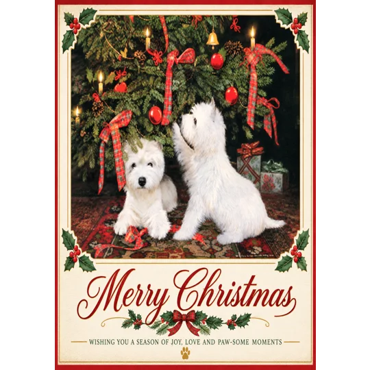 Cute westies Christmas card
