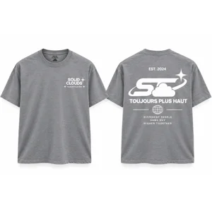 Gray Tee / White SOLID CLOUDS + SC