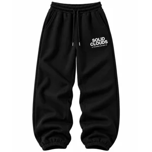 Black  Solid Clouds Sweatpants