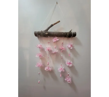 Pink Floral Wall Hanging with Hooks