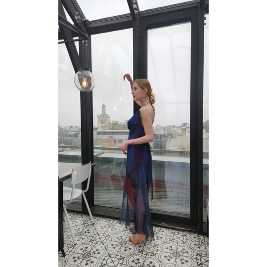 Natur silk Dark blue dress
