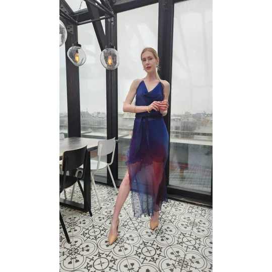 Natur silk Dark blue dress
