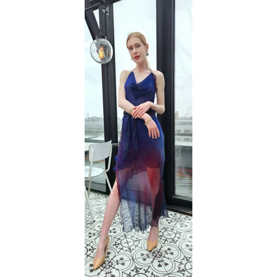 Natur silk Dark blue dress