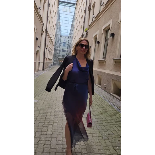 Natur silk Dark blue dress