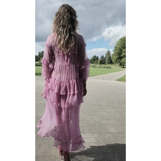 Natural Silk Chiffon Pink Dress
