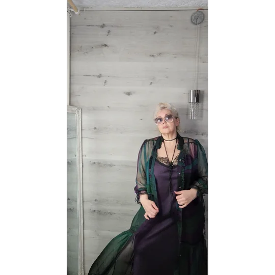 Natural Silk chiffon black dress