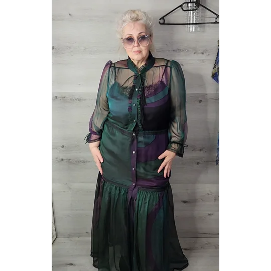 Natural Silk chiffon black dress
