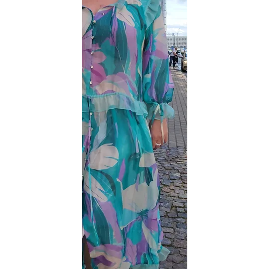 Turquoise Lilac Chiffon Dress