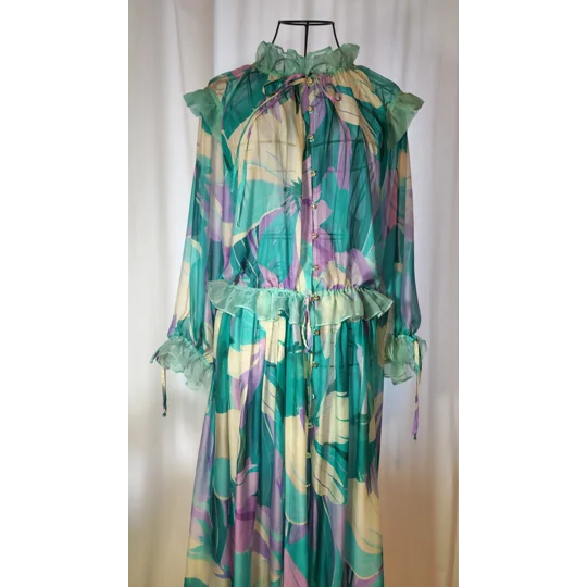 Turquoise Lilac Chiffon Dress