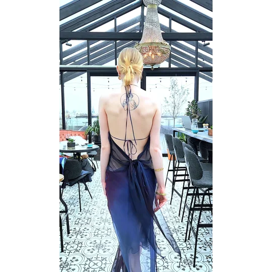 Natur silk Dark blue dress