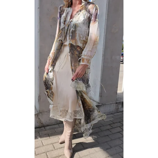 Smoky Garden Silk Dress