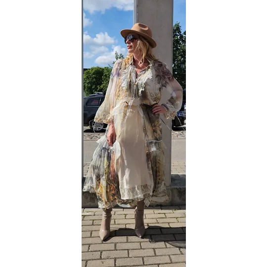 Smoky Garden Silk Dress