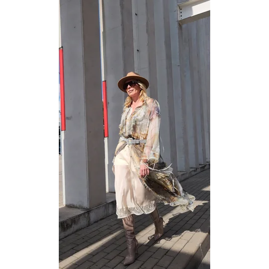 Smoky Garden Silk Dress