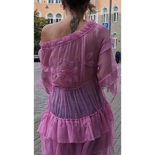 Natural Silk Chiffon Pink Dress