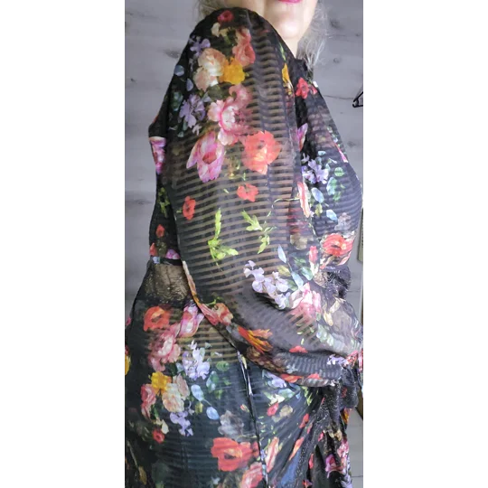 Black Flowers Natural Silk dress