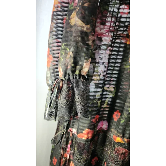 Black Flowers Natural Silk dress