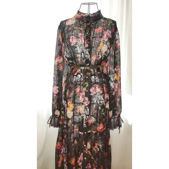 Black Flowers Natural Silk dress