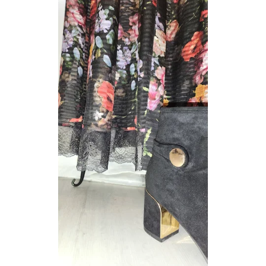 Black Flowers Natural Silk dress