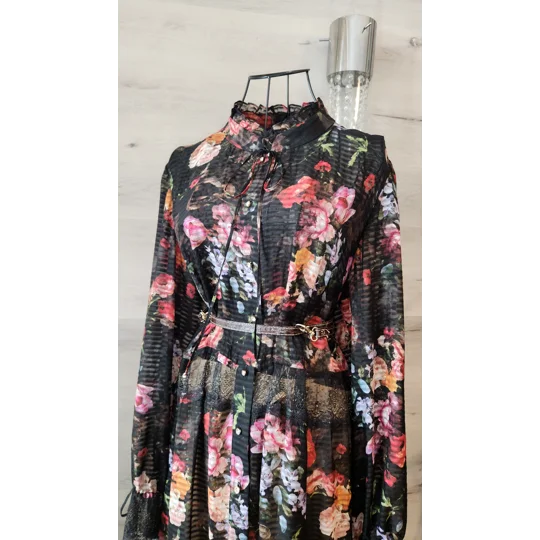 Black Flowers Natural Silk dress